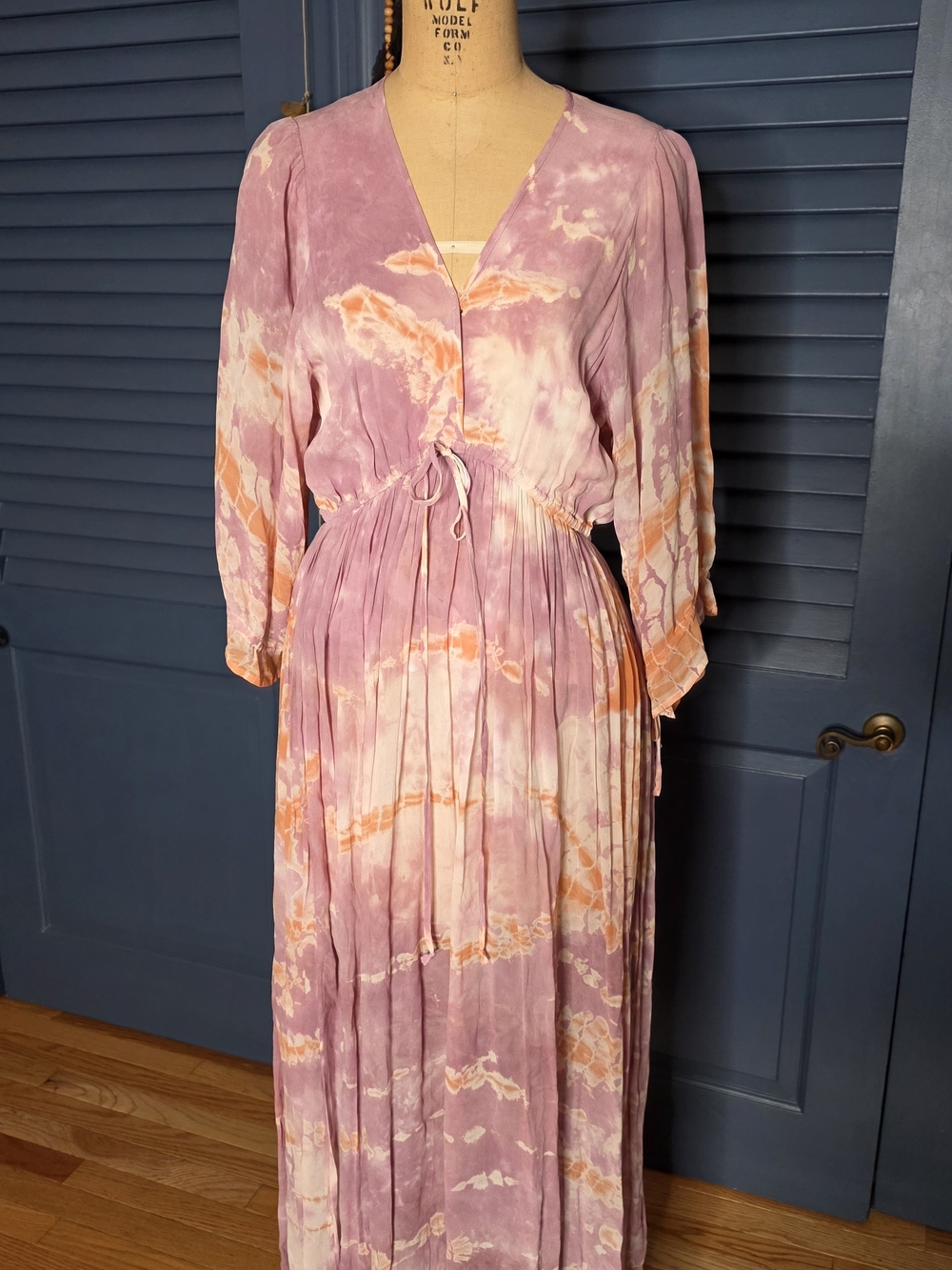 Young Fabulous & Broke Meadow Tie Dye Maxi Dress Peach Bamboo Size S Boho